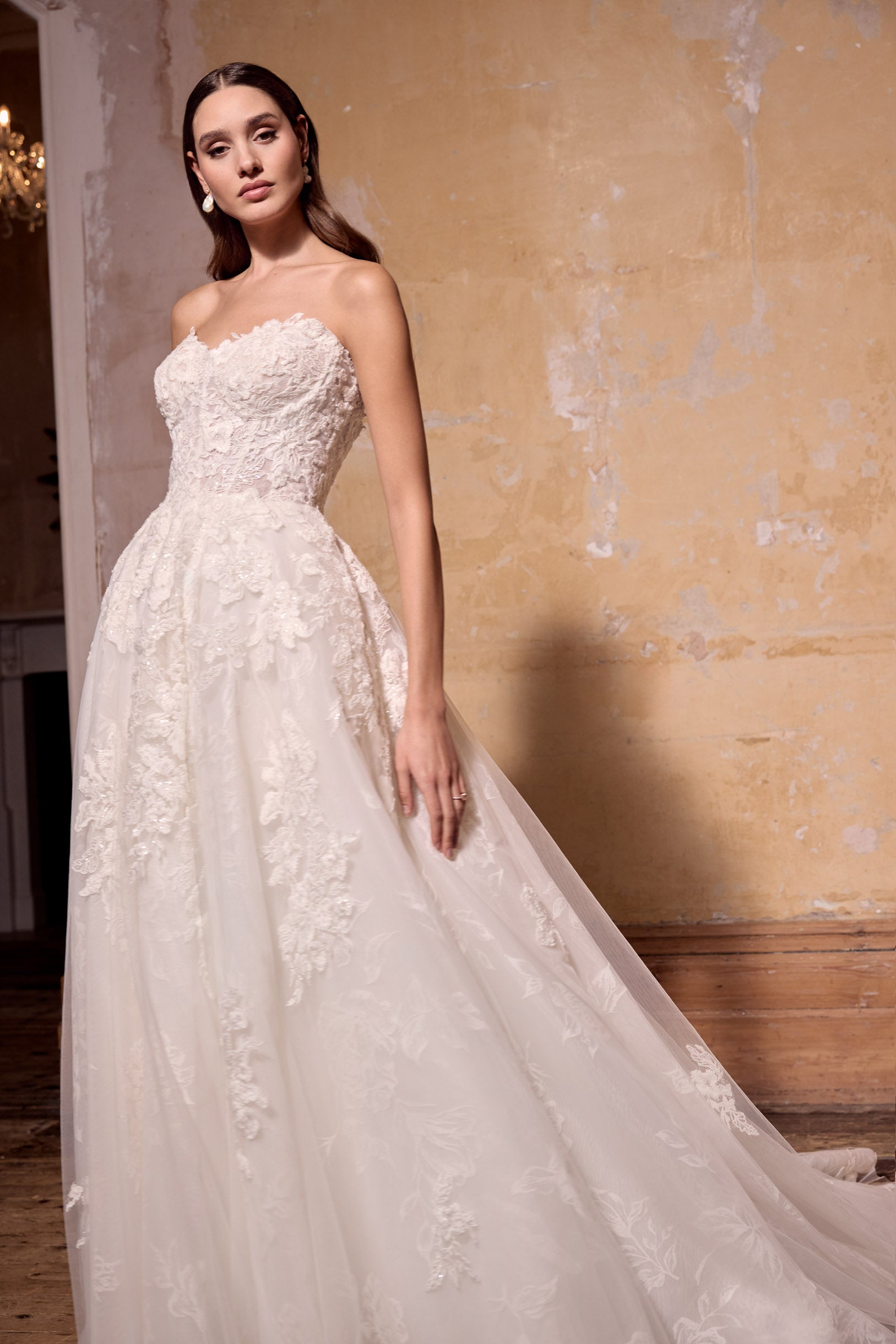 sweetheart neckline lace applique A-line rose print organza dress with corset