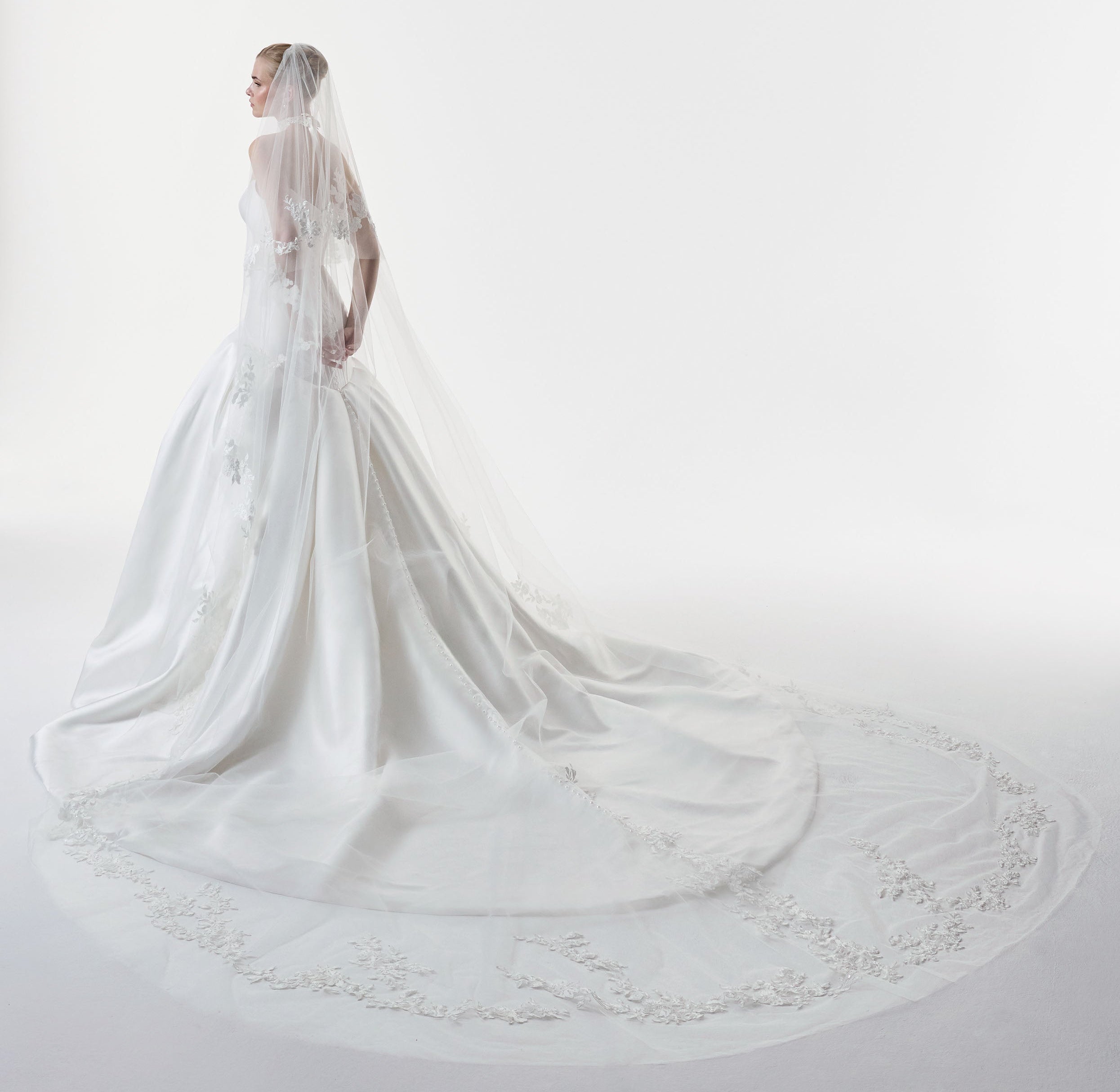 strapless cat eye corset dropped waist ball gown dress with choker and wedding veil